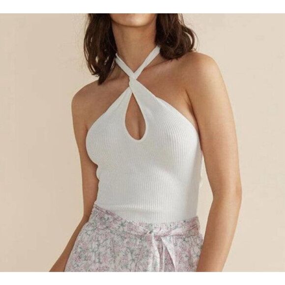 NWT MINKPINK Maitland Knit White Top M - Picture 1 of 6